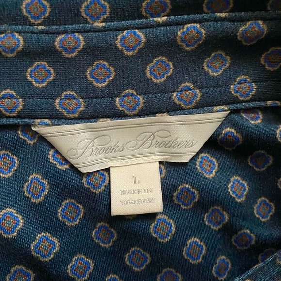 BROOK BROTHERS Women’s Blue Multi Stretch Jersey Polo in Seasonal Print Size L - Picture 9 of 10